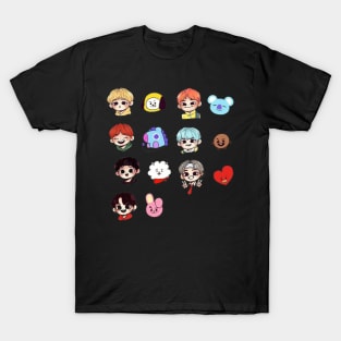 BTS Kpop Bangtan Boys Cute Caricature T-Shirt